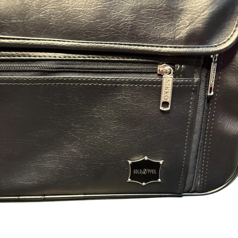 Vintage GOLDPFEIL Black Leatherette Faux Leather- Vinyl Construction Laptop Bag